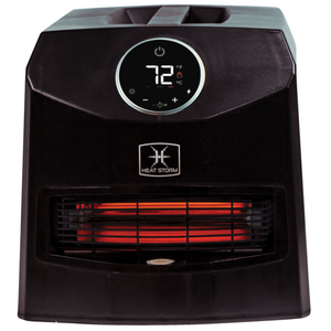 Mojave black 1500 watt space heater. On white background. front view.